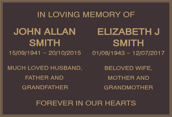 Quality Bronze Plaque Standard Design for Two Names 220mm x 150mm